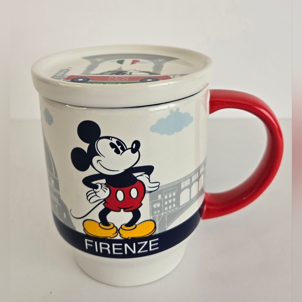 Disney Store Florence Mickey Mug Lid Coaster Red Yellow Blue City Tours 1928‎ - Picture 2 of 6